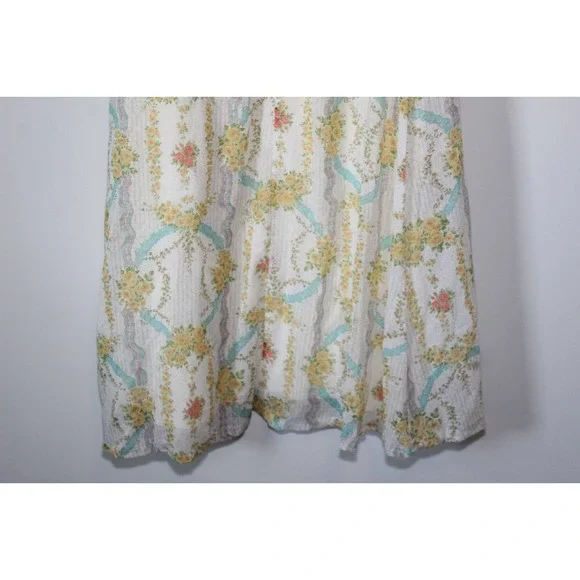 Vintage Floral Prairie Peasant Lace Maxi Dress Bridgeton Ivory Women's 13 H14102 - Picture 11 of 11